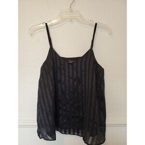 Japna Tank Top Baby Doll Lined Stripes Shimmer Black Gold Size Small Lined